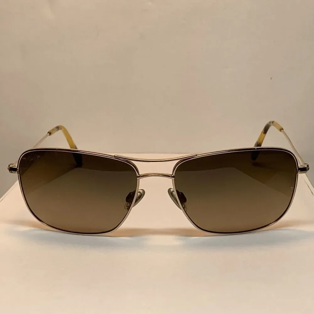Maui Jim Wiki Wiki MJ246-16 Gold Neutral Smoky Polarized Lens Aviator Style READ